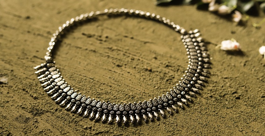 धरा ✽ Antique Finish White Metal ✽ Necklace { 35 }